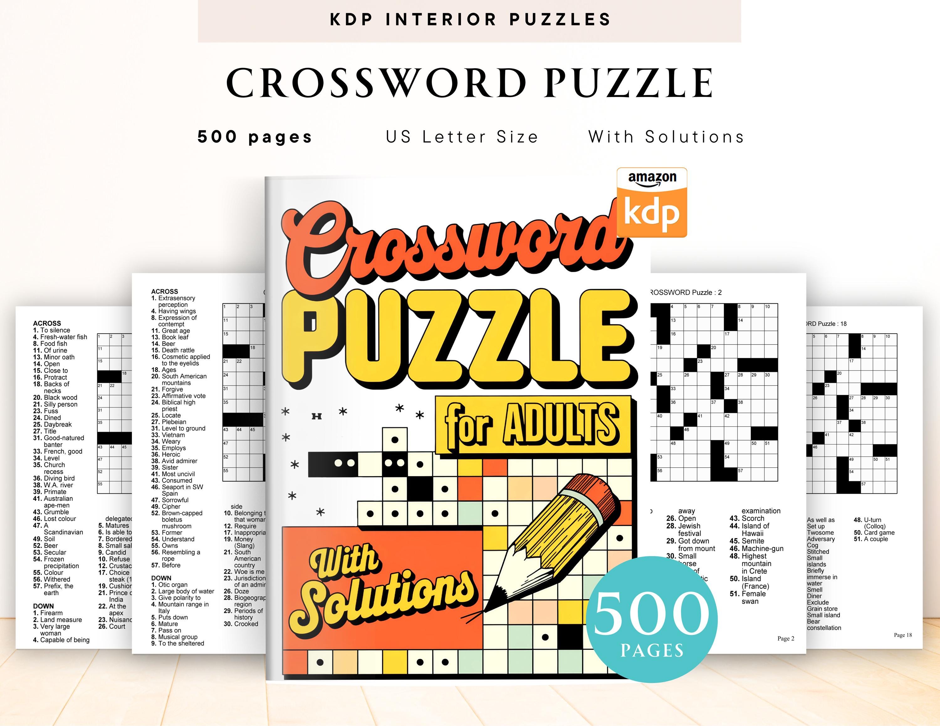 500+ Crossword Puzzle for Adult, KDP Interior, Activity Game Printable ...