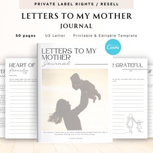 PLR / Resell Briefe an mein Mutter Journal für kommerzielle Nutzung druckbare und bearbeitbare Vorlage, Liebe Mama Journal, Mama Brief Journal