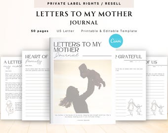 PLR / Rivendita di lettere al mio diario della mamma per uso commerciale, modello stampabile e modificabile, diario della cara mamma, diario delle lettere della mamma