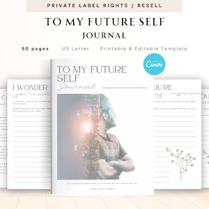 PLR / Revender a mi yo futuro Diario para uso comercial Plantilla imprimible y editable, Diario de la vida de los sueños, Diario del futuro, Planificador de vida