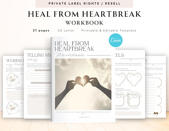PLR / Resell Heal from Heartbreak Workbook for Commercial Use, Printable and Editable Template, Emotional Healing Workbook, Love Recovery