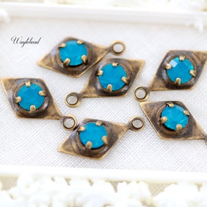 Earring Dangles 7x14mm Austrian Rhinestone Charms Petite Diamond Shape Drops Crystal Jewelry Findings Caribbean Blue Opal - 6