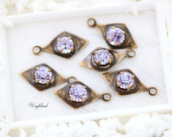 Alexandrite Austrian Rhinestone Charms Earring Dangles 7x14mm Petite Diamond Shape Drops Crystal Jewelry Findings - 6