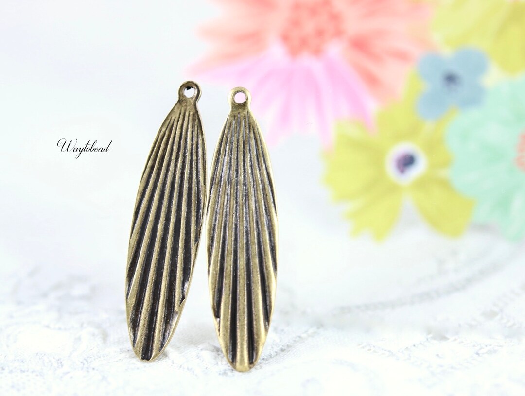 Corrugated Oval Metal Charms Antique Brass Jewelry Findings Etsy