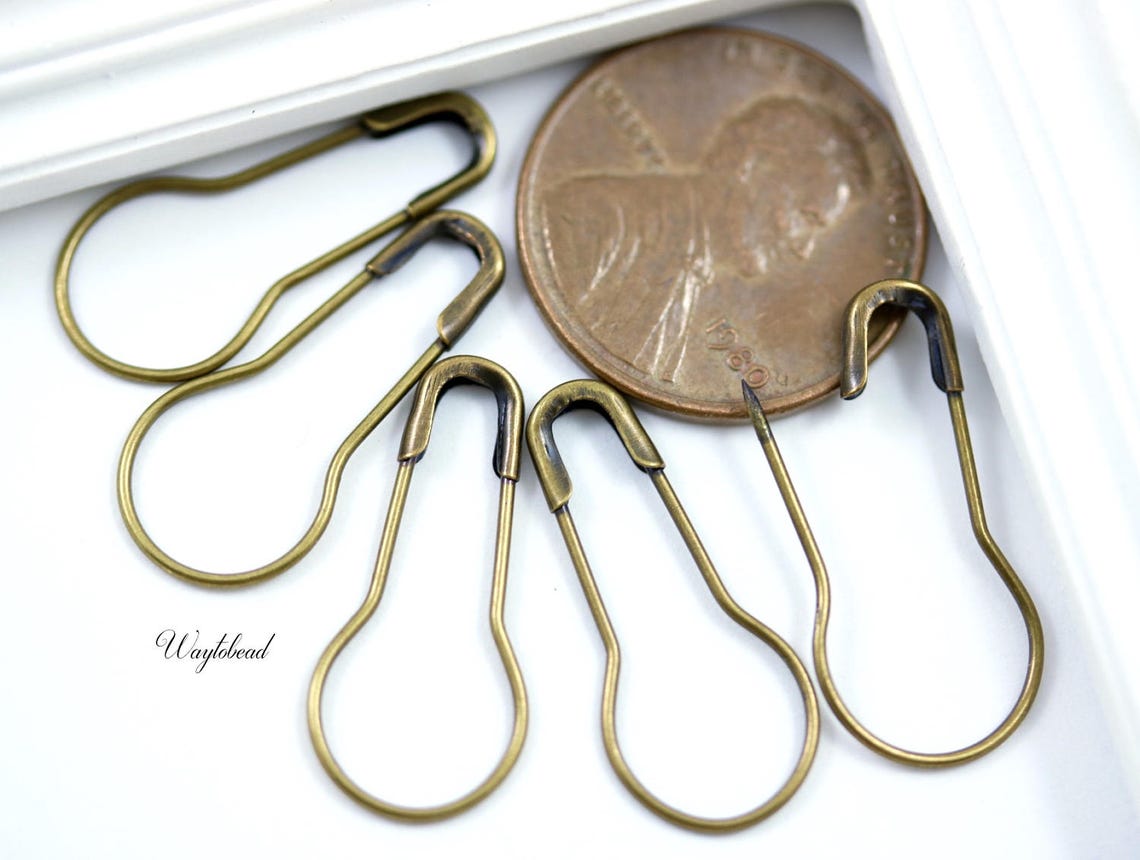 Antique Brass Pear Shaped Safety Pins Stitch Markers Etsy