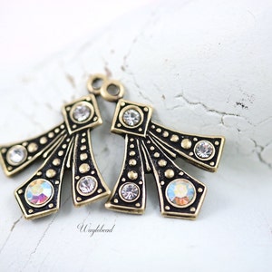 20x16mm AB Crystal Clear Austrian Rhinestone Set Stone Art Deco Style Earring Dangle Stamping Drops - 2