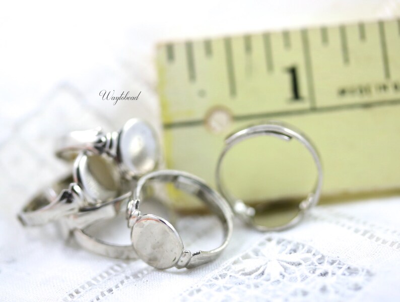 6 Vintage Silver Toned Adjustable Ring Blank