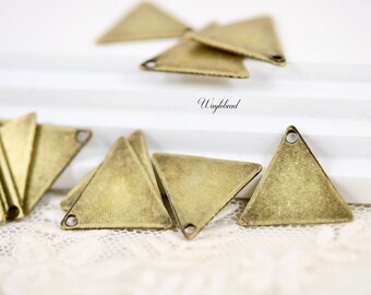 Triangle Charm Stampings Antiqued Brass Drops - 8
