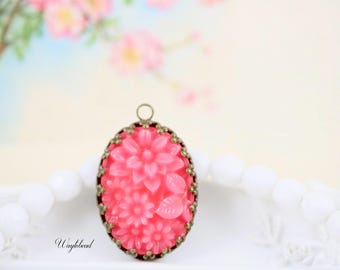 New Pandora Fuchsia Red Oval Cabochon Charm Bead W Gift Pouch