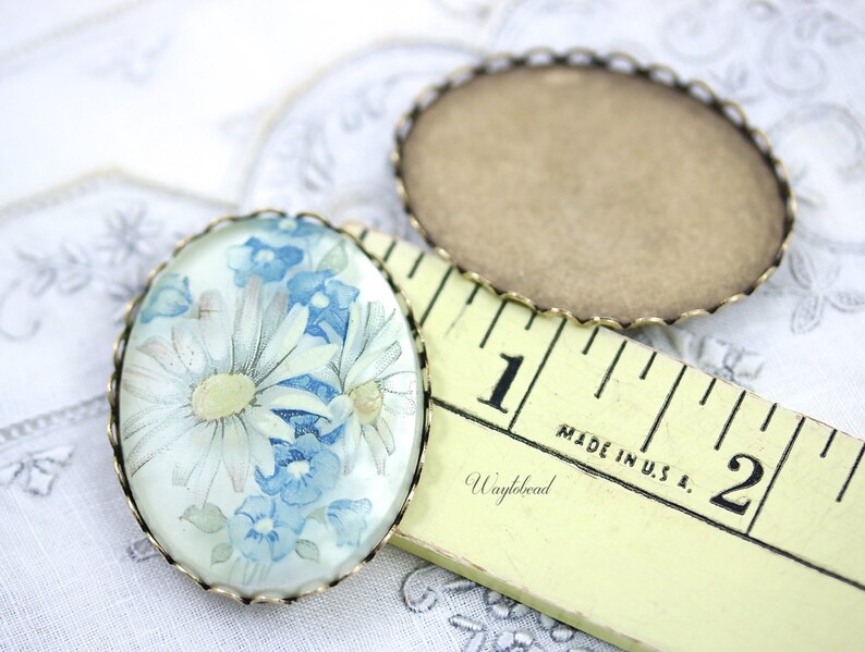 40x30mm Antique Brass Lace Edge Oval Settings 4