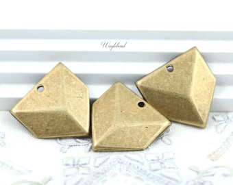 Antique Brass 3D Looking Triangle Charms - 6