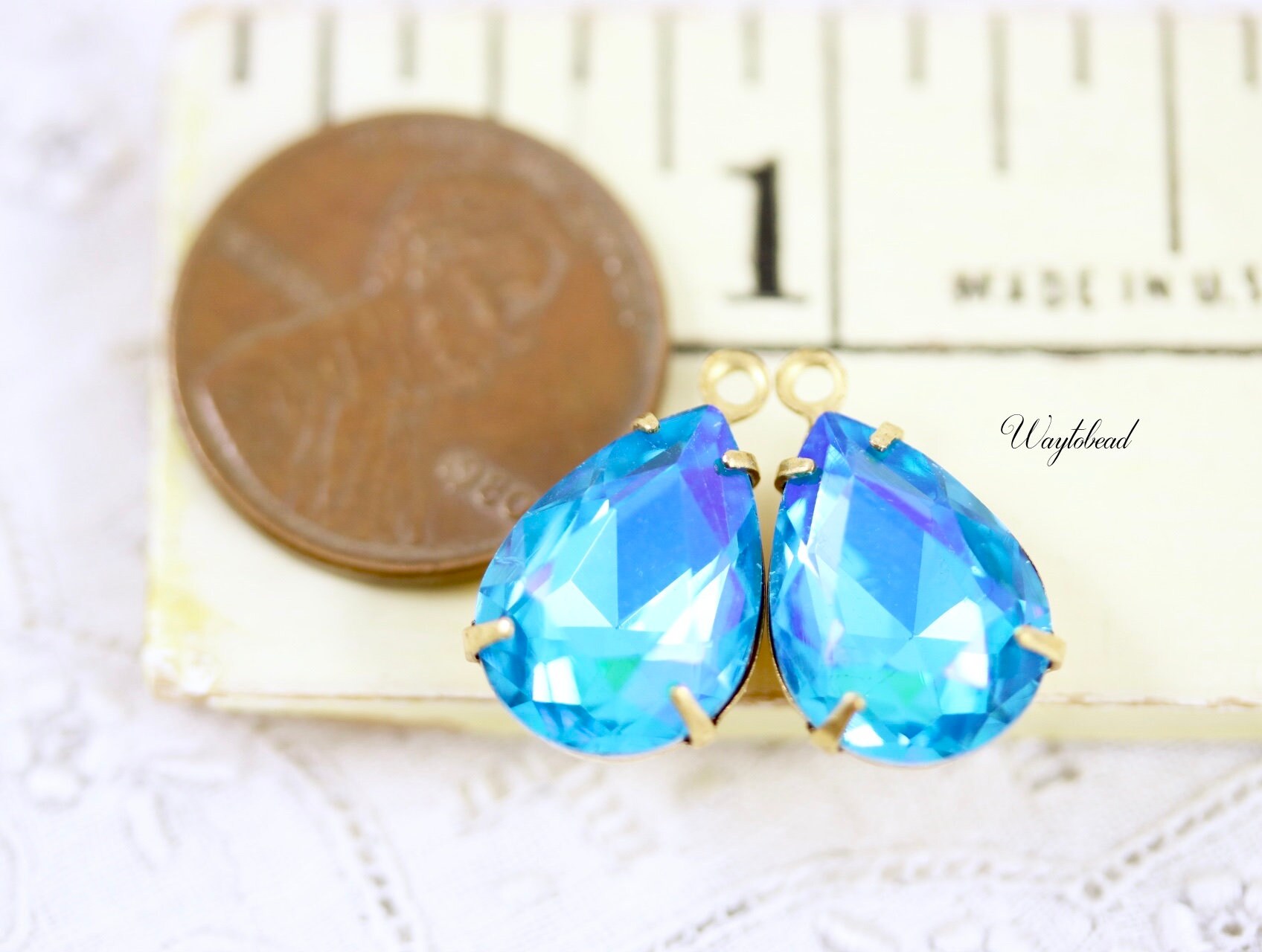 Boucles D'Oreilles Pendantes Goutte En Aigue-Marine De 4 Carats - Or Blanc 925, Fabriqué Main - Neuf