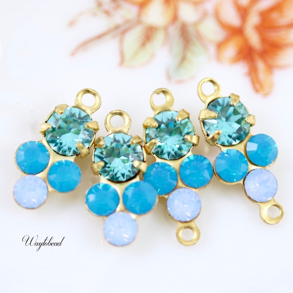 Light Turquoise Caribbean Blue Opal & Blue Opal 13x6mm Earring Drops Austrian Crystals Connector Rhinestone Charms - 4