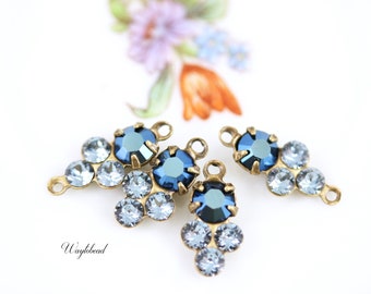 Connector Rhinestone Charms Austrian Crystals Set Stones Earring Drops 13x6mm Metallic Blue & Indian Sapphire - 4
