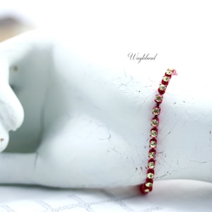 Vintage Austrian Rhinestone Bracelet Metallic Red & Jonquil Yellow - 1