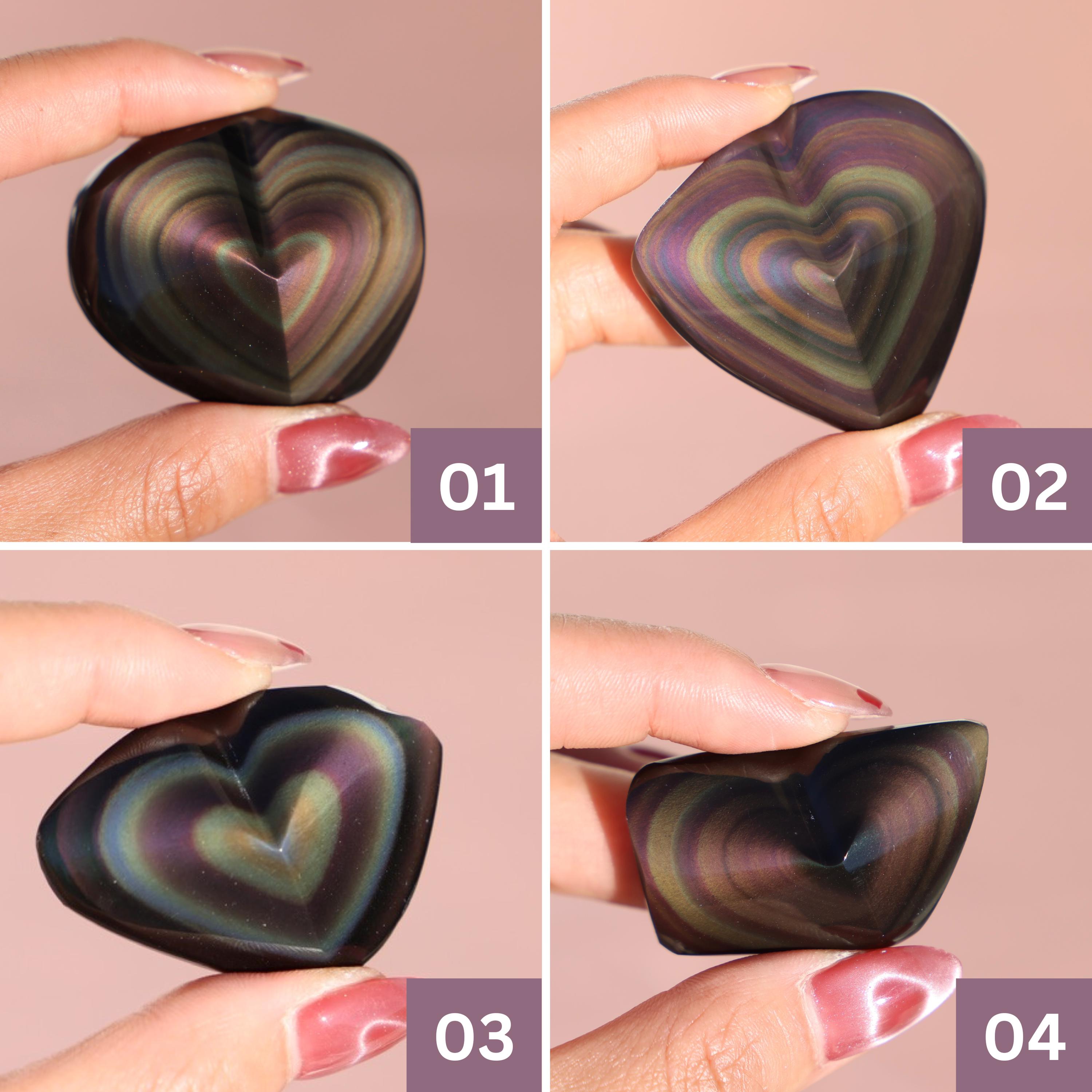 レインボーオブシディアンハート - シングルハート、ロマンチックな