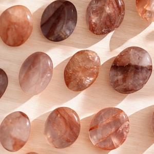 Small Fire Quartz Palm Stone, Polished Fire quartz, Pocket Stone, Hematoid Quartz