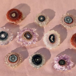 Tiny Stalactite Slice, Amethyst Crystal, Amethyst Slice, Stalactite Eye, Jewelry Making, Stalactite Slice Pair, Crystal Gift #B