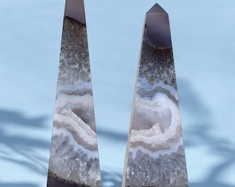 Druzy Agate Stone Obelisk - Agate Stone, Agate Crystal, Agate Tower, Energy Crystal, Healing Stone, Crystal Decor