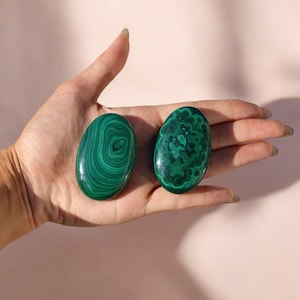 Malachite Palm Stone, Pocket Stone, Polished Malachite, Heart Chakra