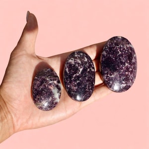 Lepidolite Palm Stone, Pocket Stone, Energy Crystal, Healing Crystal, Purple Crystal