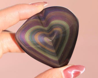 レインボーオブシディアンハート - シングルハート、ロマンチックな