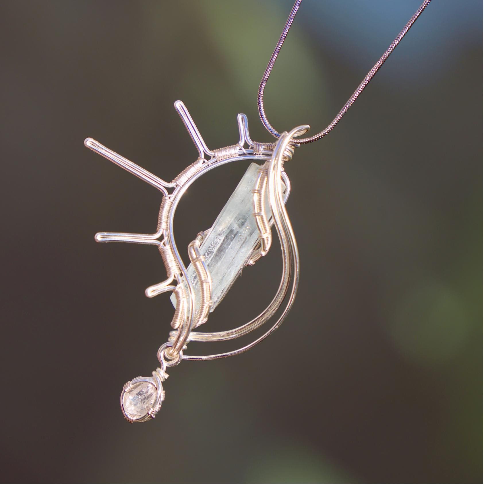 Oceansong Aquamarine Necklace - Crystal Jewelry - Ocean Lover gift - Aquamarine Jewelry