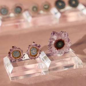Tiny Stalactite Slice, Amethyst Crystal, Amethyst Slice, Stalactite Eye, Jewelry Making, Stalactite Slice Pair, Crystal Gift #A