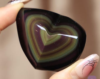 Corazón de obsidiana arcoíris - Corazones individuales n.° 2, obsidiana pulida, cristal romántico, obsidiana mexicana
