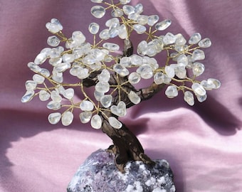 Large Clear Quartz Tree with Amethyst Base -  - Handmade Crystal Tree, Natural Crystal Tree, Crystal Decor, Home Decor, Healing Crystal