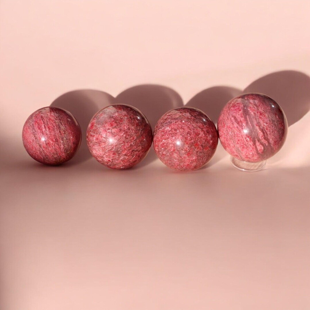 Sakura Gemmy Rhodonite Sphere - Pink Crystal, Love Chakra, Rhodonite ...
