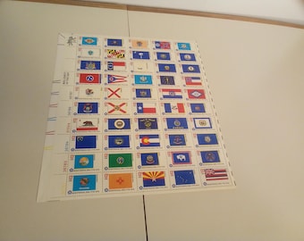 1976 US Stamps "American Bicentennial Issue of 50 State Flags", mint, VF, NH, Full Pane of 50 stamps