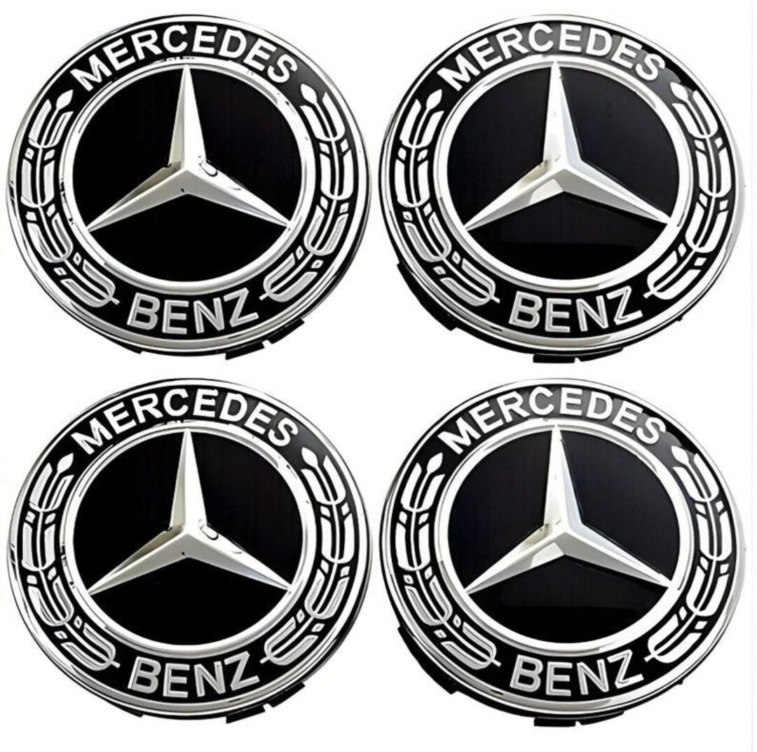 Set of 4 Black Mercedes-benz Alloy Wheel Center Caps | 75mm - Etsy UK