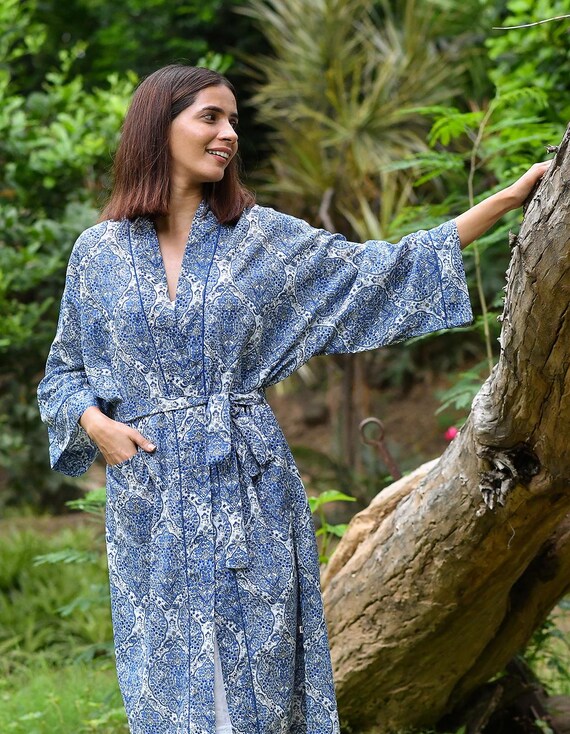 Floral Kimono Cotton Kimono Style Dressing Gown Luxury Velvet House Robe Unisex Kimono Boho Jacket Indian Floral Kimono Cotton Kimono Style Dressing Gown Luxury Velvet House Robe Unisex Kimono Boho Jacket Indian
