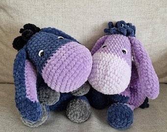 Wzór na szydełkowanie pluszowego osiołka inspirowanego Kłapouchym: pluszowa zabawka amigurumi (PDF)