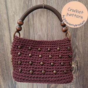 MUSTER | Häkelanleitung für eine Perlen-Tasche | Holzperlen | Burgund Handtasche | Tasche mit hartem Fuß | US AGB | Exklusiv bei Etsy!