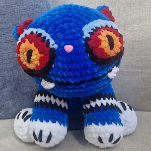 Schema all'uncinetto della tigre blu in formato PDF / Tutorial per realizzare un peluche amigurumi di cacciatori di demoni K-Pop (download digitale)