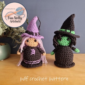 PATTERN | 2 in 1 Halloween Witches crochet pattern | Mini desk doll | Wicked Witch | US terms | Exclusively on Etsy!