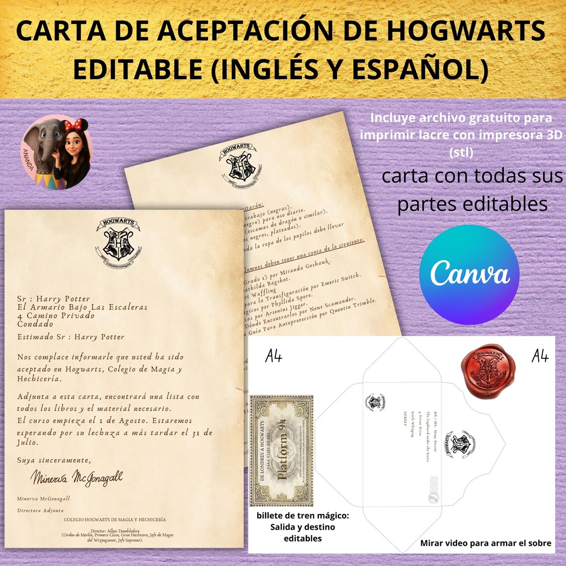 Editable Hogwarts Acceptance Letter Canva Template (digital Download