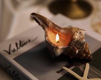 Seashell Candle in Real Conch Shell Handmade Soy Wax Beach Decor Coastal Ocean Nautical Beach House Home Accent