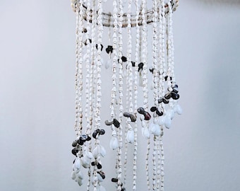 Seashell Wind Chime 31 Inch Coastal Beach House Porch Decor Natural Ocean Sound Outdoor Patio Garden Balcony Nautical Ocean Theme Decoration