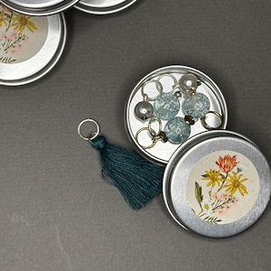 Teal Stitch Marker Set of 6 | Glass bead, premium stitch markers, knitting markers, crocheting