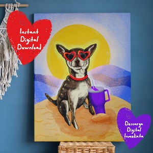 regalo amantes chihuahuas, Descarga digital, descarga inmediata, poster imprimir, arte original, decoración hogar, diseño perro, arte perros