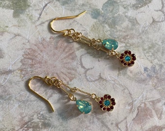 Crystal Cascade: Elegant Double Gold Chain Earrings