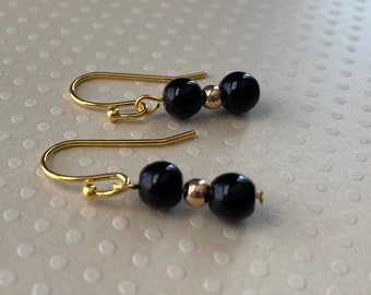 Elegant Jet Black Bead Earrings