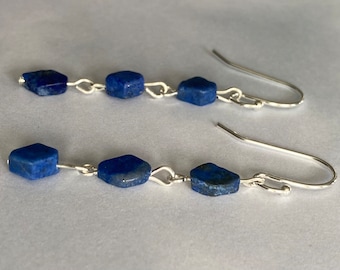 Down-to-Earth Elegance: Three-Tier Blue Lapis Earrings