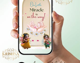 Krishna Radha Indian Baby Shower Animated Video Invitation (Canva Editable)