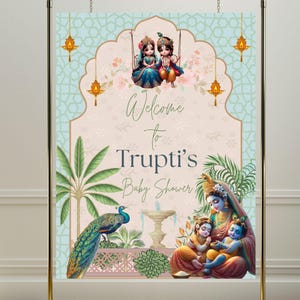 Baby Krishna Radha Welcome Sign: Indian Baby Shower Decor (PDF) image 3