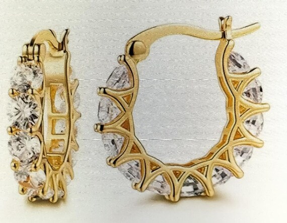 14k Real Gold plated Hoop Earrings for Women, Hypoallergenic AAA+ Zirconia Cartilage Earrings