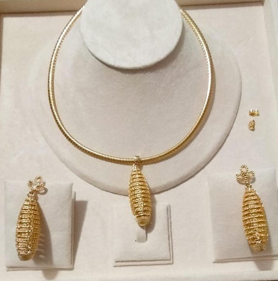 24k Gold Jewellery Set For Your Special Day/ Earring Bracelet Ring Sets for Women Birthday Gifts 2 Pieces Set